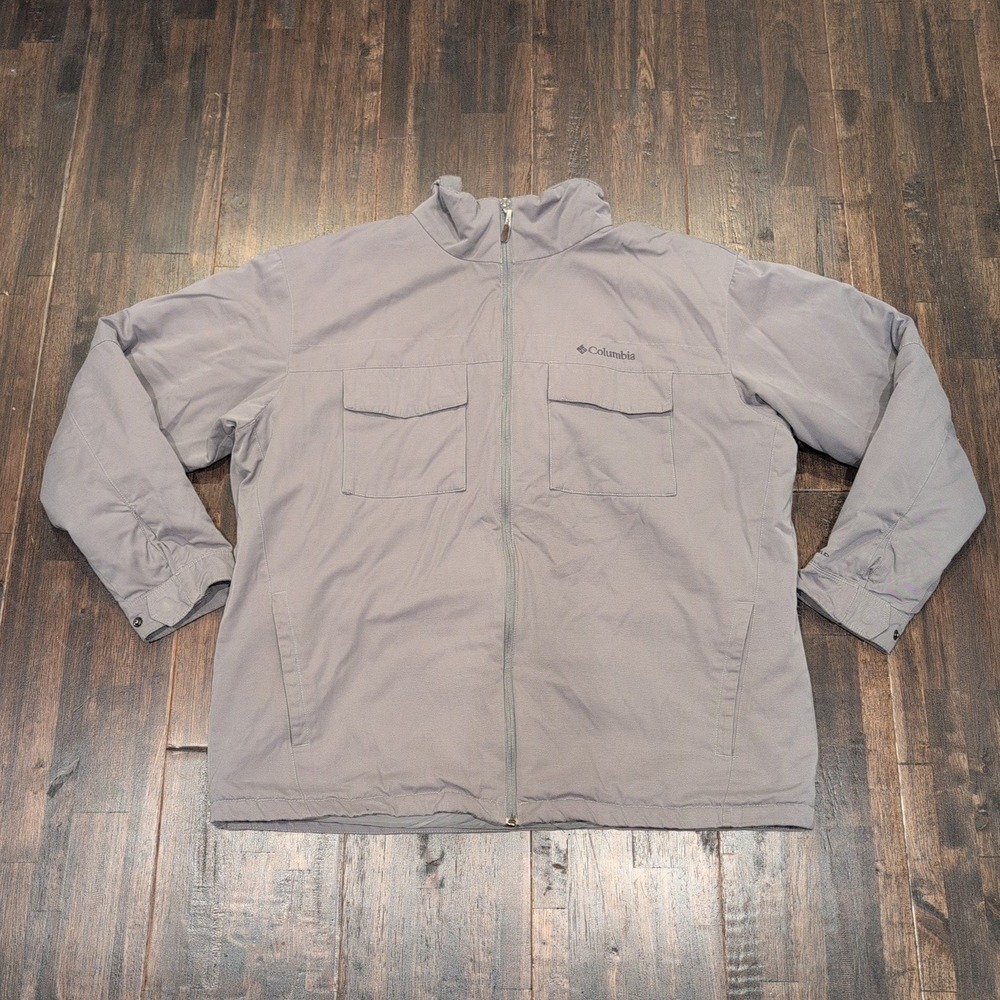 Columbia Sportswear Gray Fleece Lined Jacket Mens XL Full Zip Hiking Outdoors